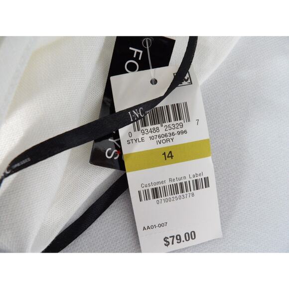 INC International Concepts 14 Dress White A Line Cottage Core Lace Up NWT - Picture 8 of 15